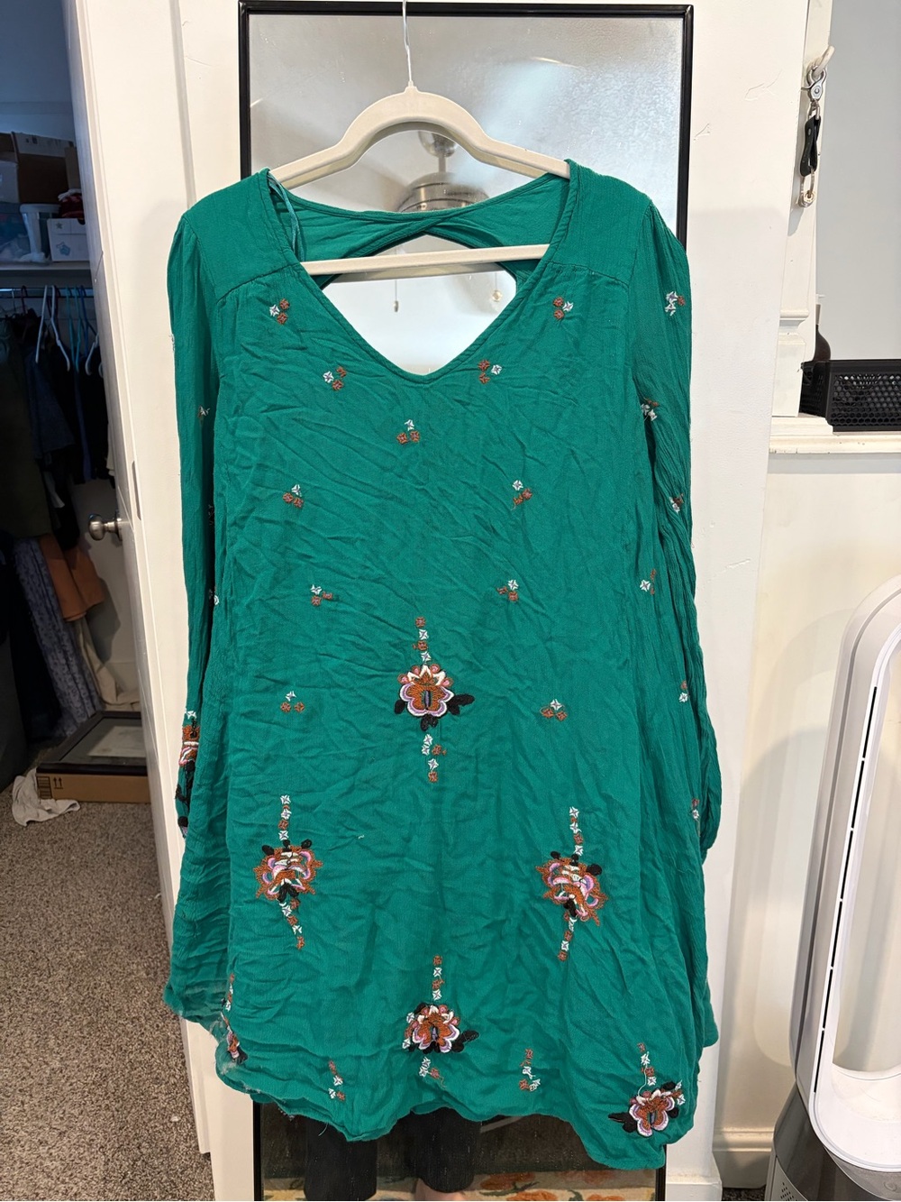 Free People Oxford Embroidered Shift Dress Teal